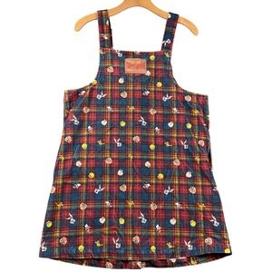 Teddy Fresh Looney Tunes Plaid Overall Dress Bugs Bunny Tweety Kids Size L